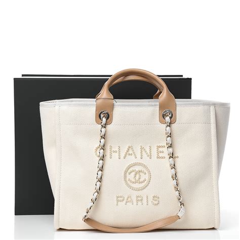 chanel deauville pearl canvas tote bag|Chanel deauville large tote bag.